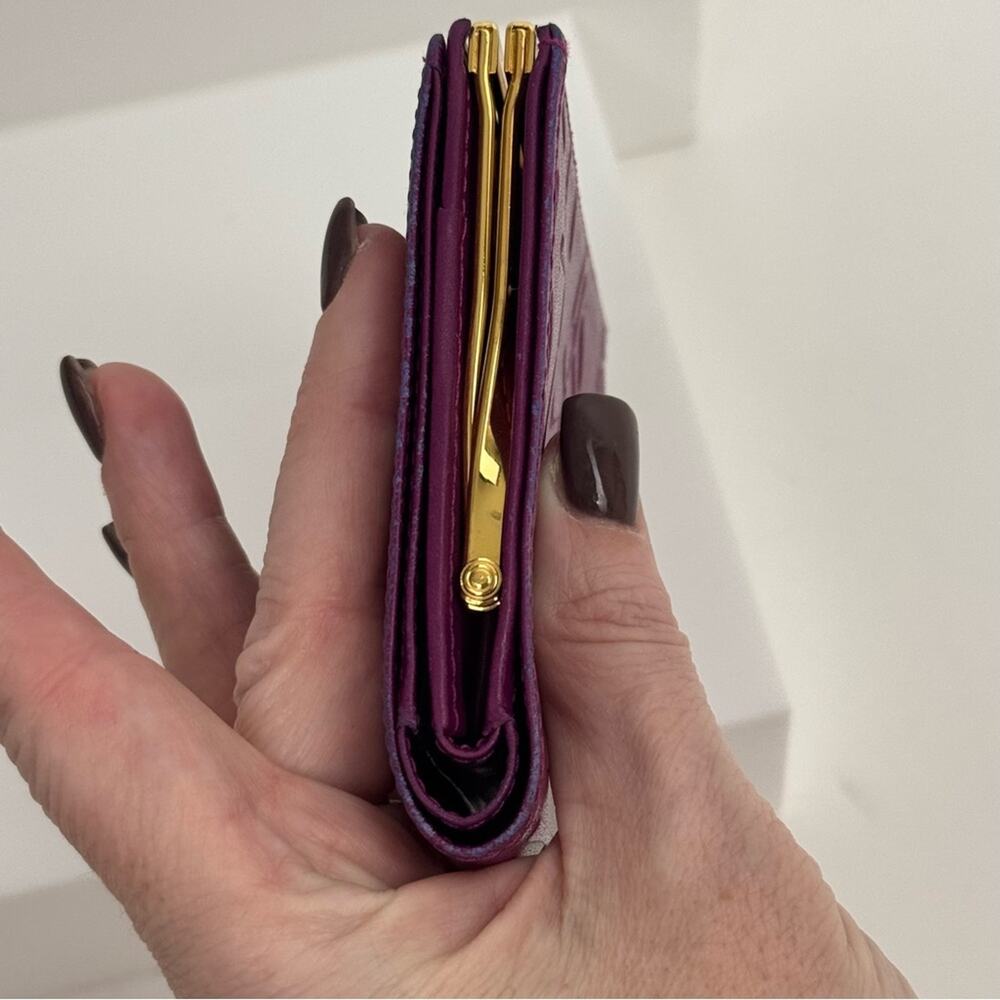 Yves Saint Laurent Purple Small Women's Wallet with decorative kiss lock snap - Picture 6 of 11